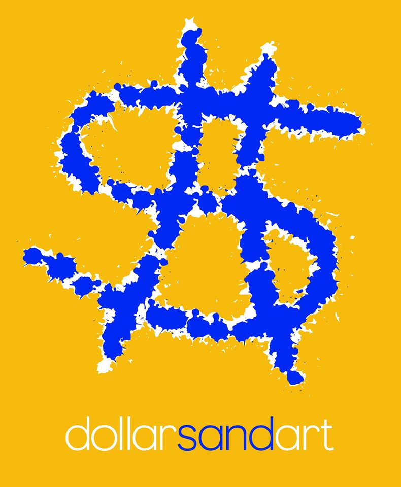 Blue on yellow Dollarshot print