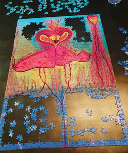 Jigsaw 1,000 piece Focused Flamingoes